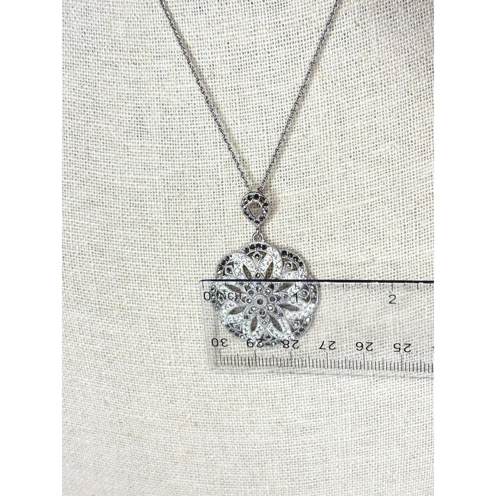 Crystaluxe Sterling Silver Marcasite Crystal Filigree Pendant‎ 18" Necklace NWT - Picture 4 of 11
